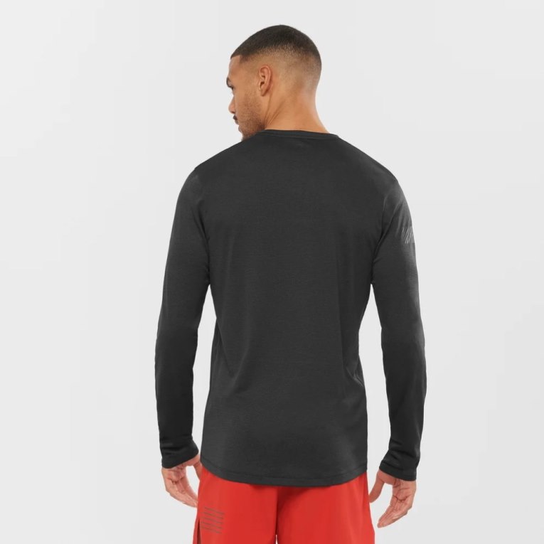 Black Salomon Agile Long Sleeve Men's T-Shirts | PH 59473Y